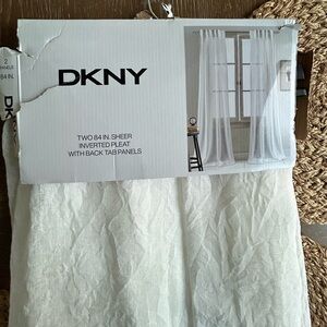 DKNY City Gauze Sheer White Window Panels with buttons with back tabs 84”